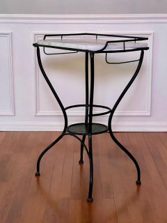 Art Deco Iron and Marble Industrial Table for Kitchen, Bathroom, Patio, 1930s