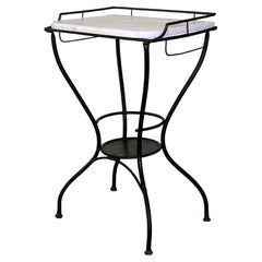 Art Deco Iron and Marble Industrial Table for Kitchen, Bathroom, Patio, 1930s