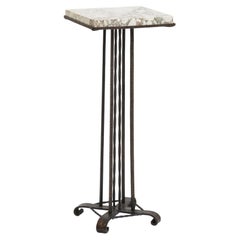 Art Deco Iron and Marble Tall Side Table or Pedestal
