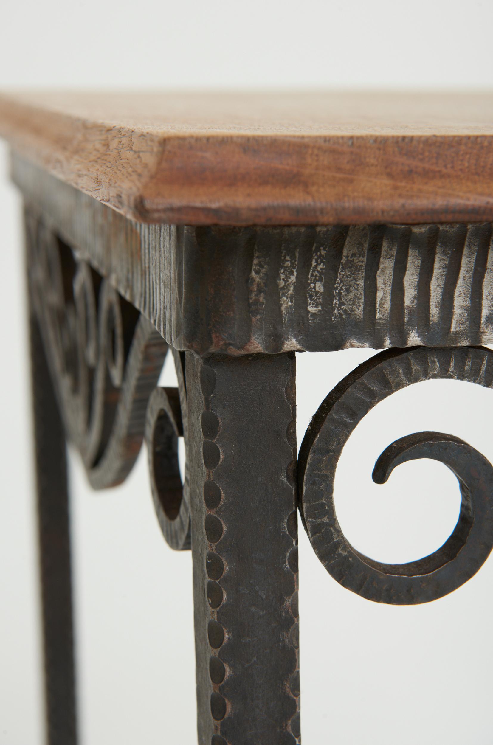 Early 20th Century Art Deco Iron and Oak Table