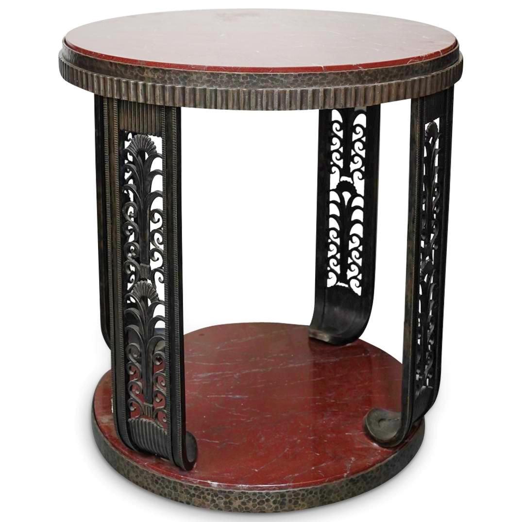 Art Deco Iron and Rouge Marble Center Table In Good Condition For Sale In New York, US