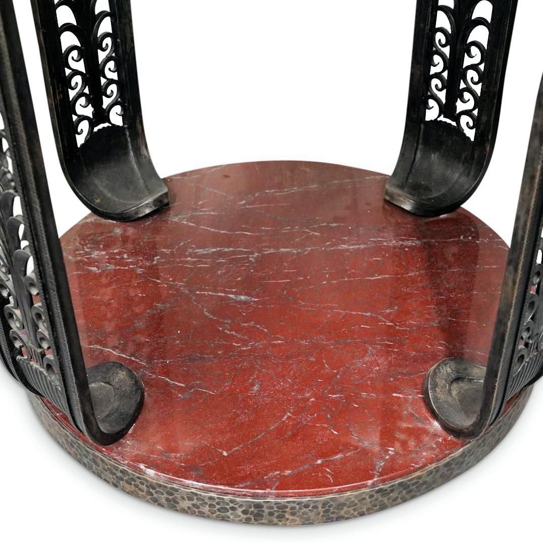 Art Deco Iron and Rouge Marble Center Table For Sale 2