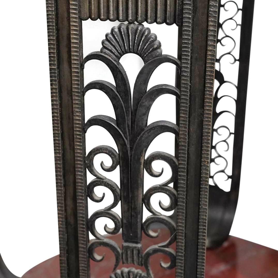 Art Deco Iron and Rouge Marble Center Table For Sale 3