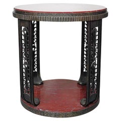 Table centrale Art déco en fer et marbre rouge