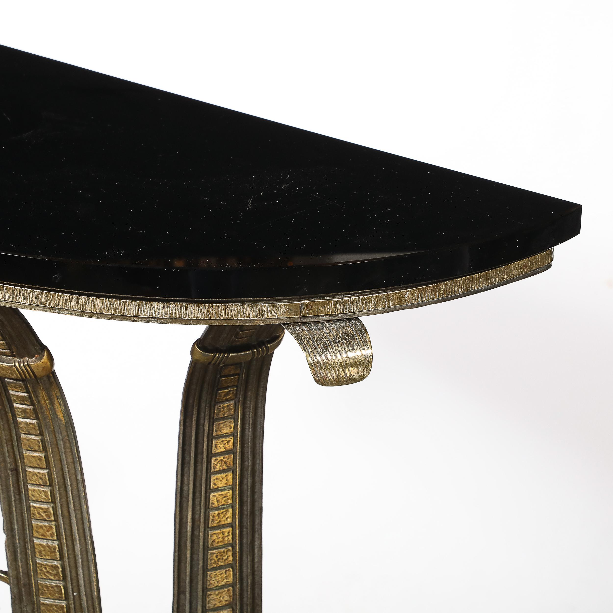 Art Deco Iron Console Table W/ Black Marble Top by Marcel Bergue For Sale 6
