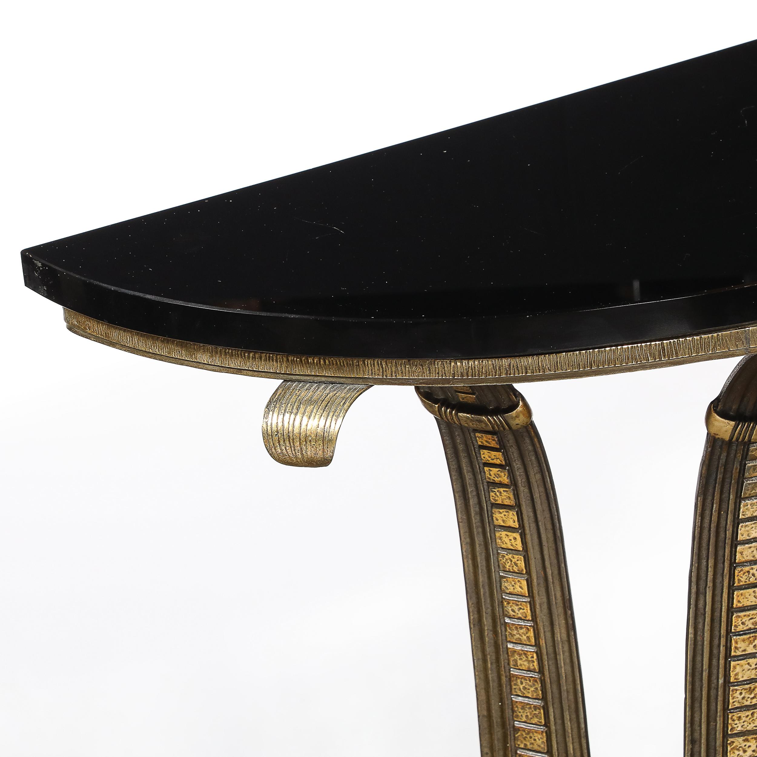 Art Deco Iron Console Table W/ Black Marble Top by Marcel Bergue For Sale 11