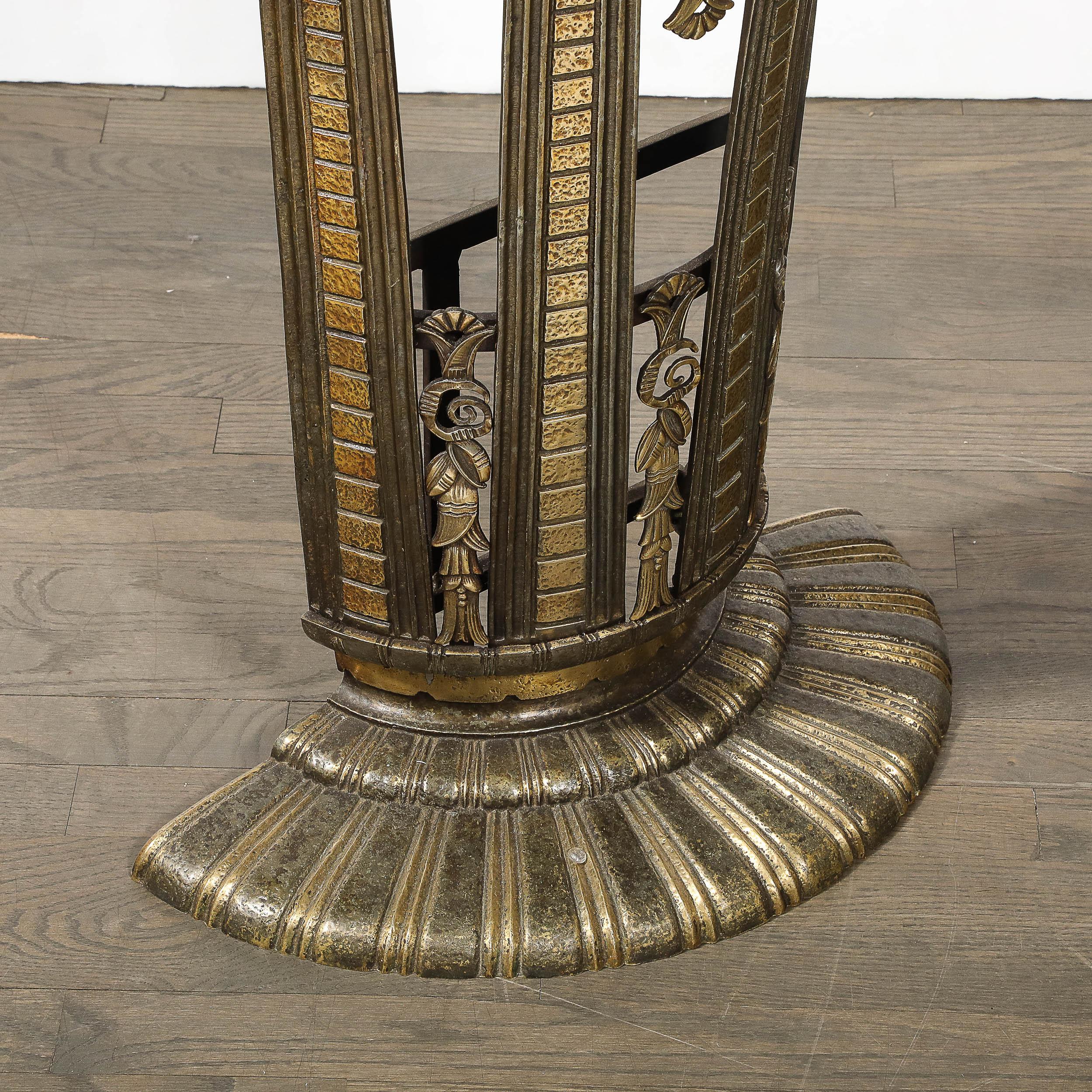 Art Deco Iron Console Table W/ Black Marble Top by Marcel Bergue For Sale 12