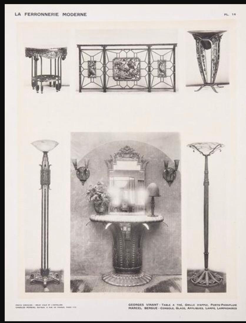 Art Deco Iron Console Table W/ Black Marble Top by Marcel Bergue For Sale 13