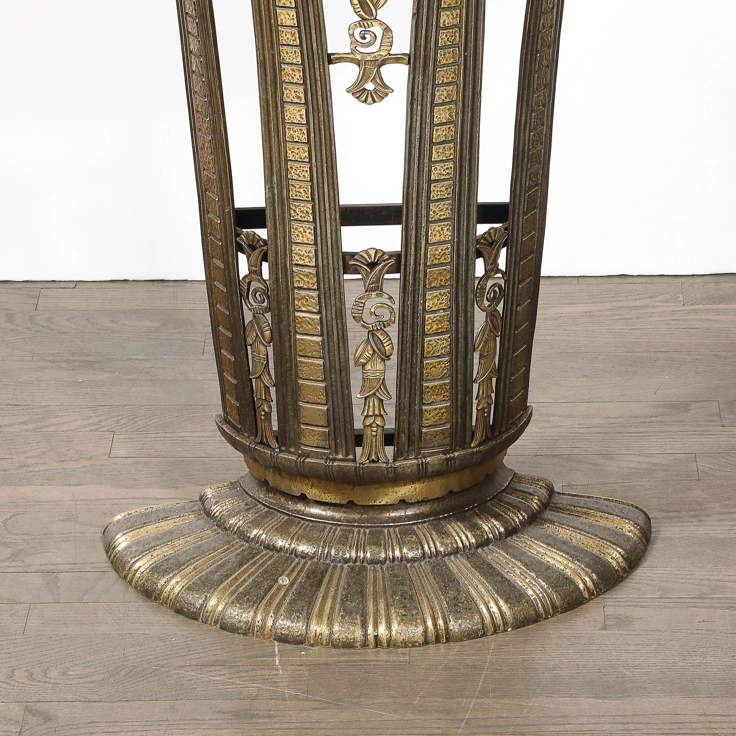 French Art Deco Iron Console Table W/ Black Marble Top by Marcel Bergue For Sale