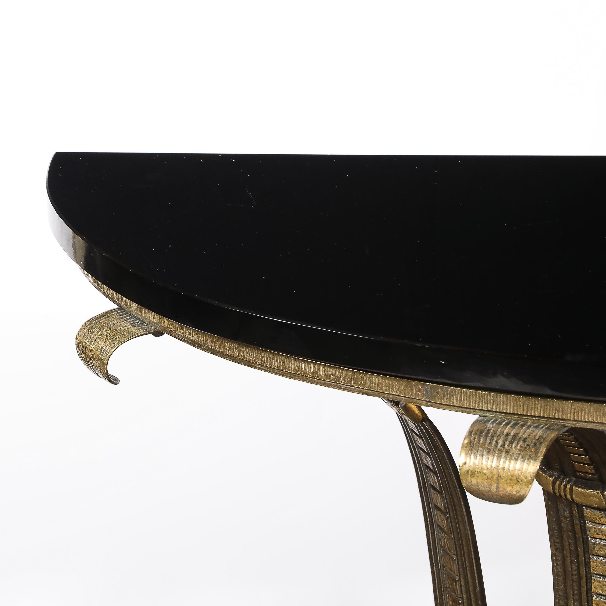 Art Deco Iron Console Table W/ Black Marble Top by Marcel Bergue For Sale 1