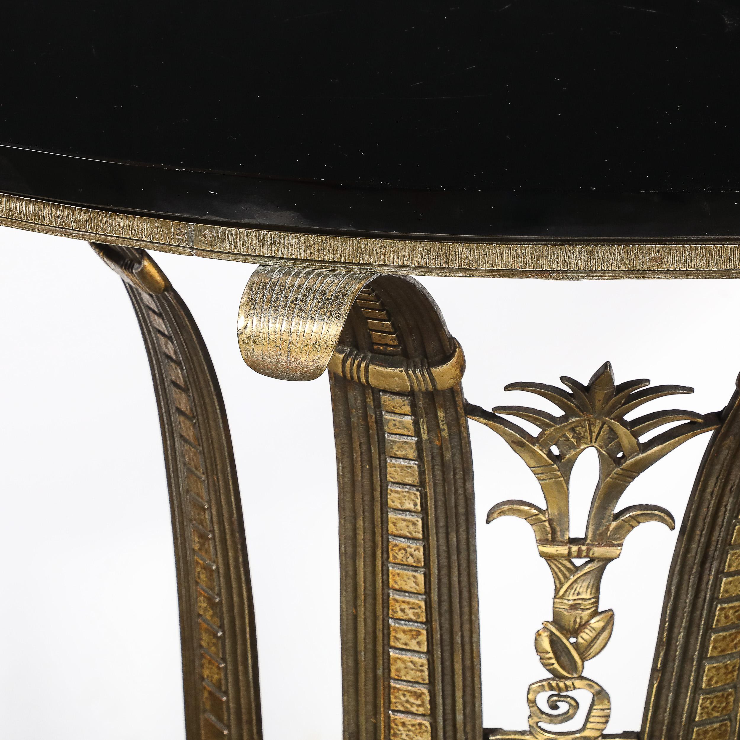 Art Deco Iron Console Table W/ Black Marble Top by Marcel Bergue For Sale 2