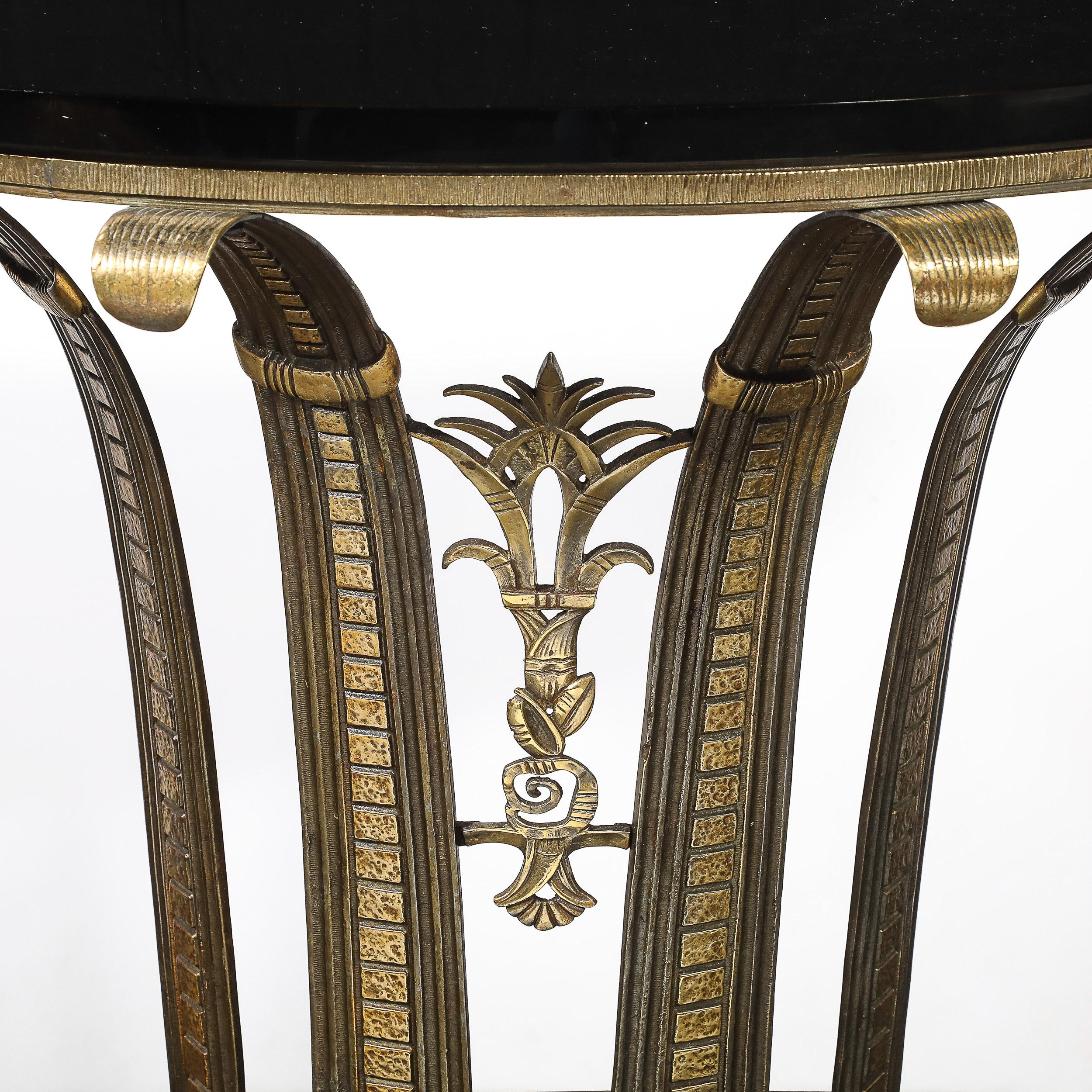 Art Deco Iron Console Table W/ Black Marble Top by Marcel Bergue For Sale 3