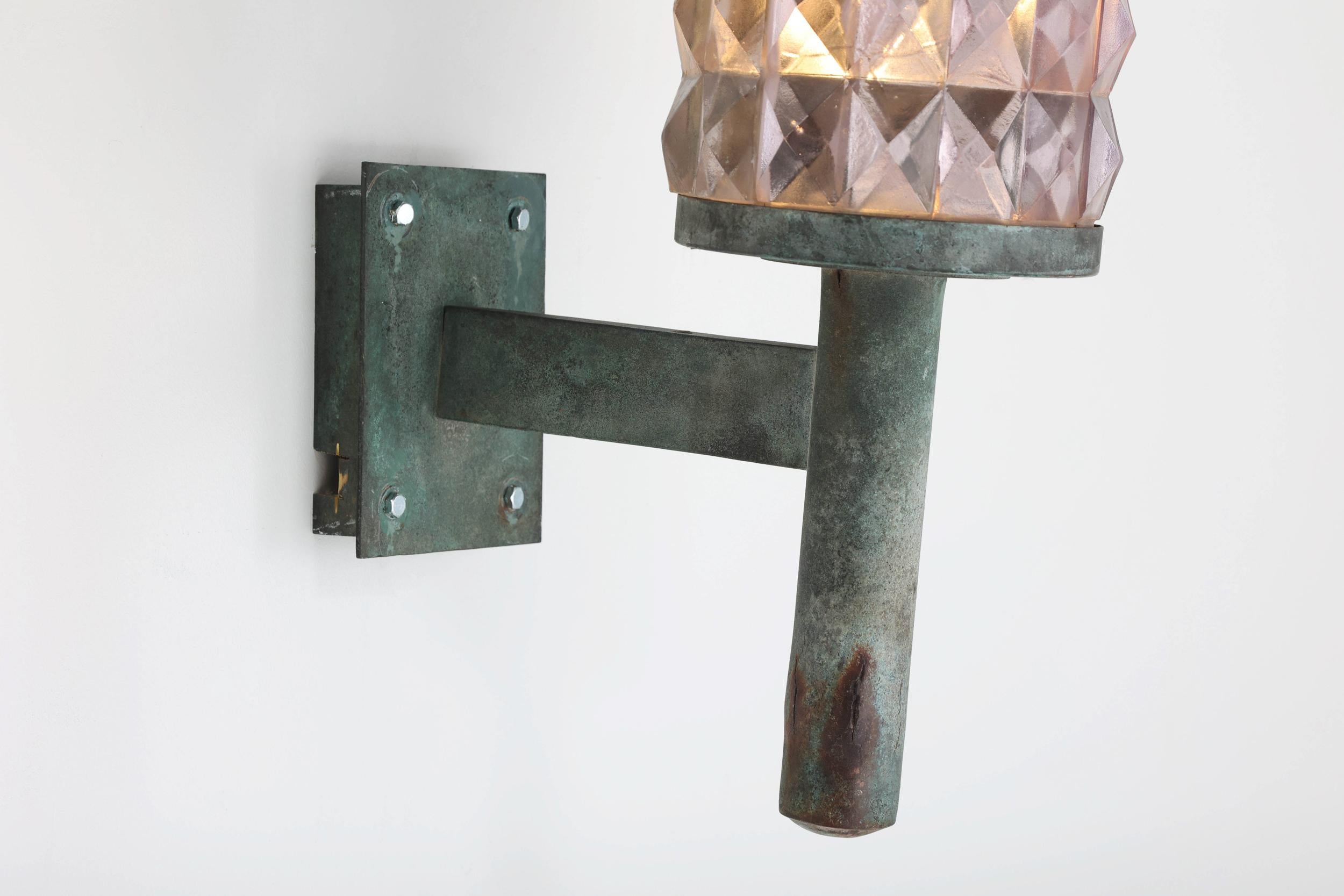 Art Deco Iron & Glass Wall Sconces, 1930s For Sale 9