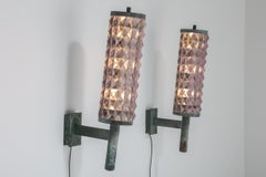 Art Deco Iron & Glass Wall Sconces, 1930s