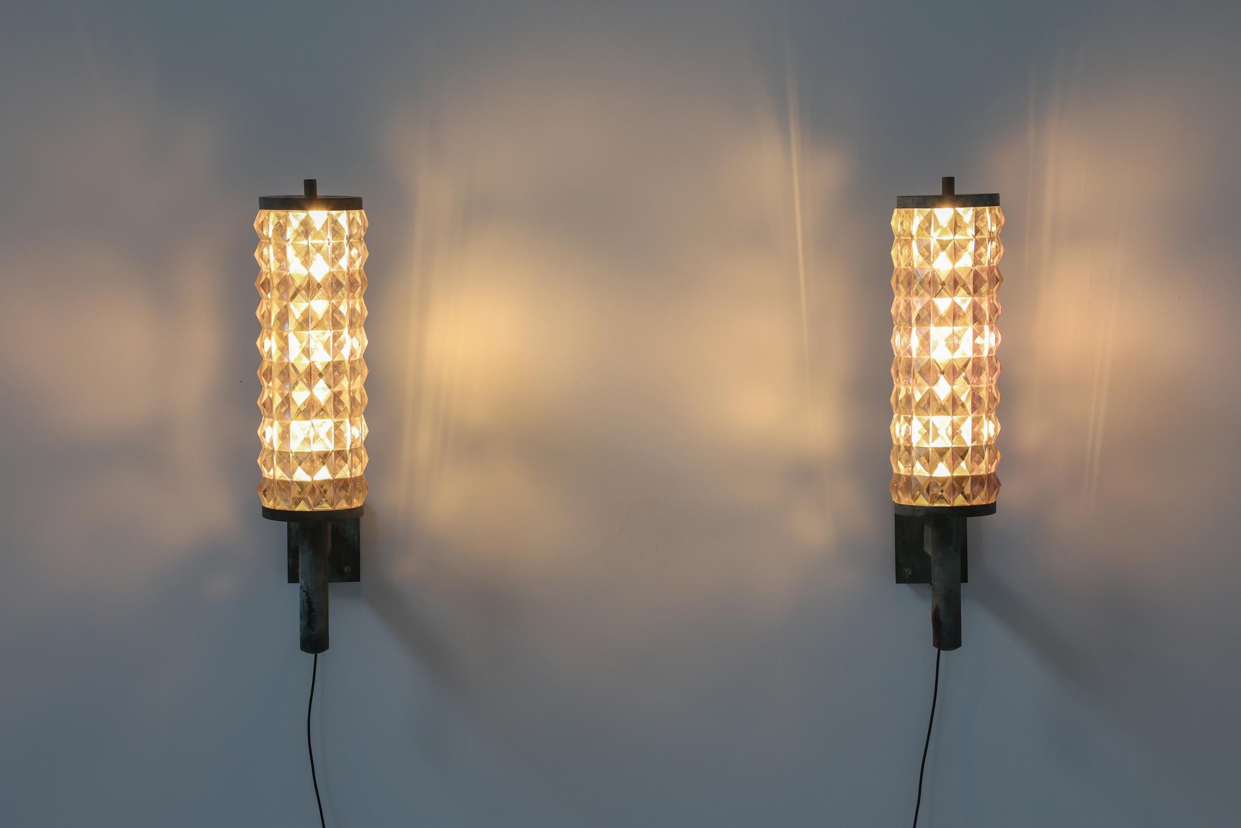 Mid-20th Century Art Deco Iron & Glass Wall Sconces, 1930s For Sale