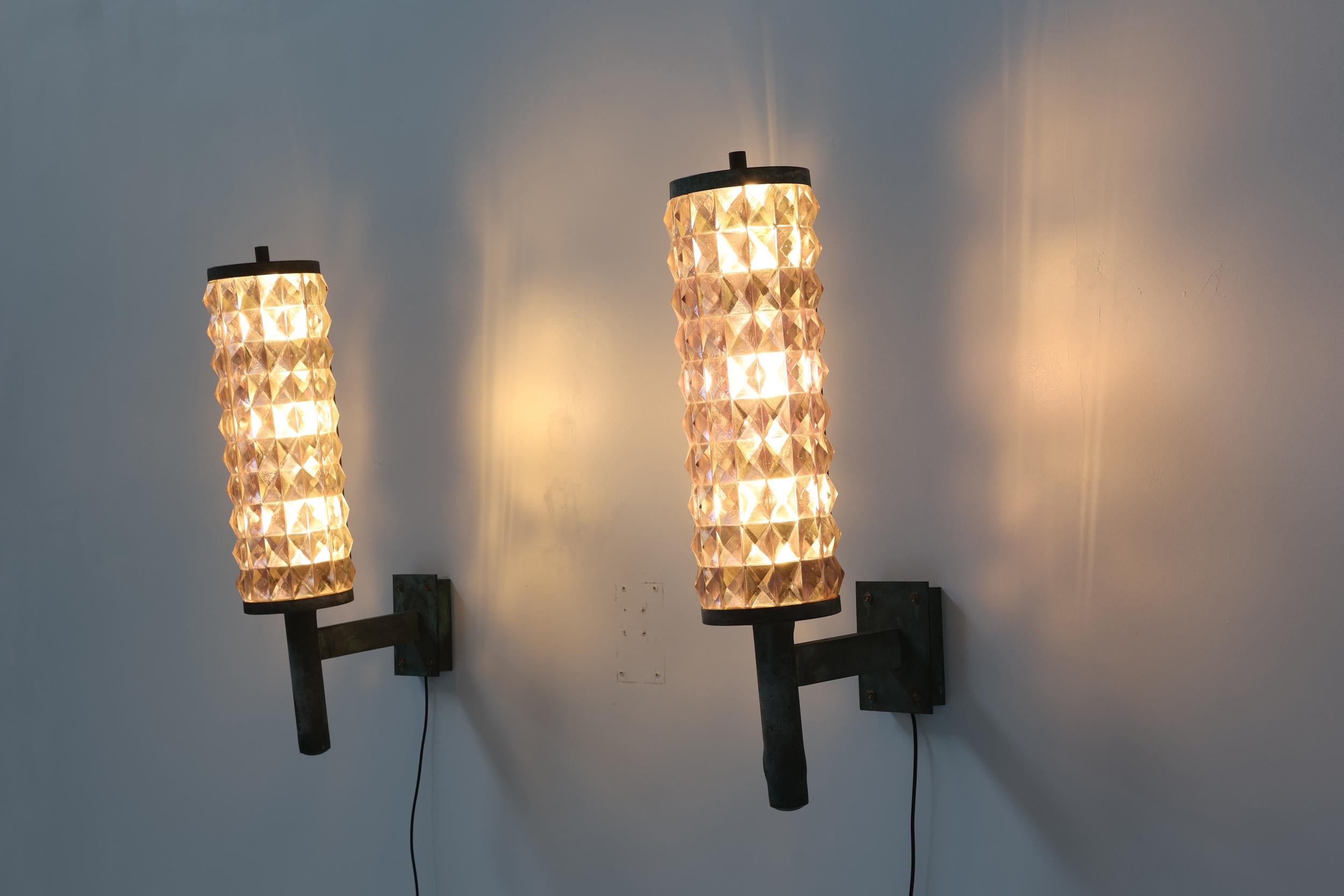 Art Deco Iron & Glass Wall Sconces, 1930s For Sale 1