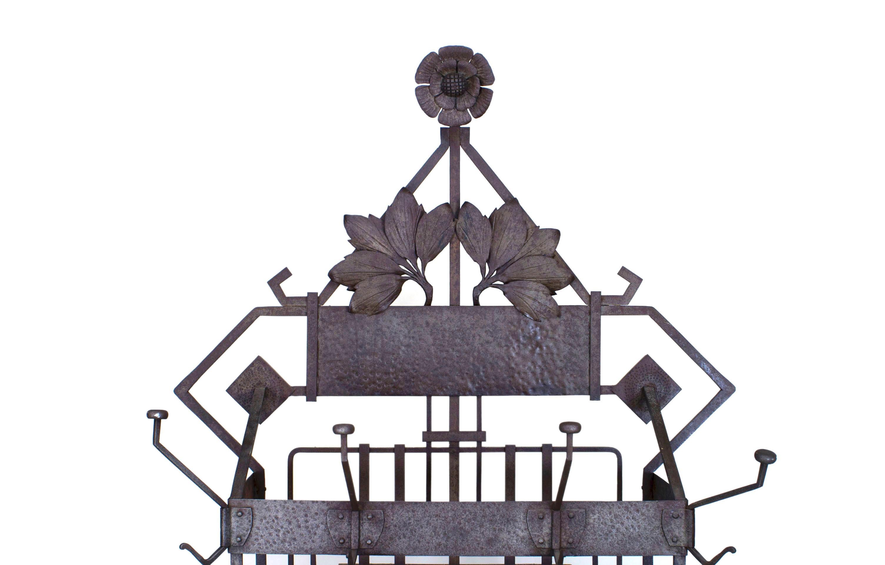 French Art Deco Iron Hatrack and Umbrella Stand