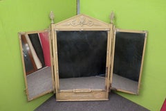 Art Deco Iron Italian Dressing Table Hairdressing Console / Wall Mirror, 1920