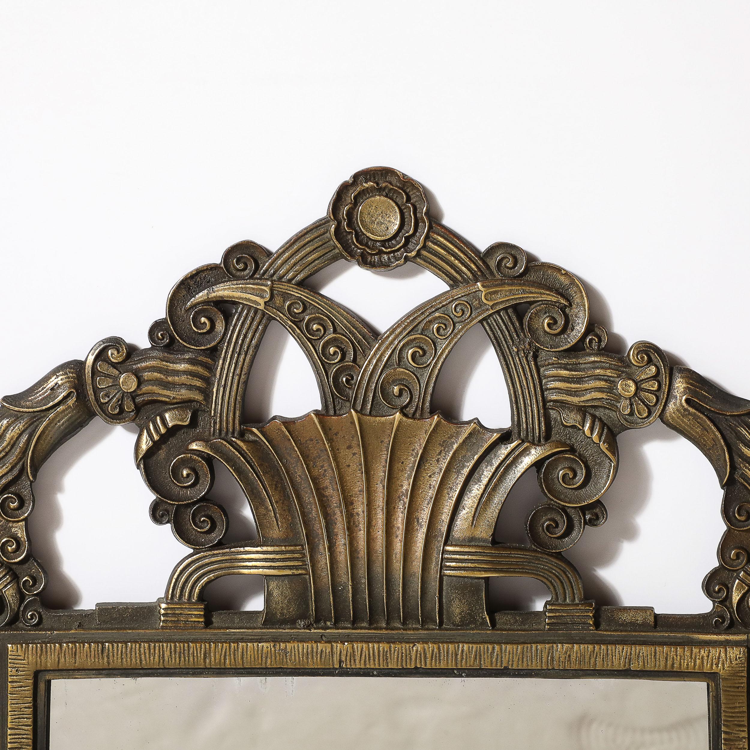 Francese Specchio in ferro Art Deco Mirror di Marcel Bergue in vendita