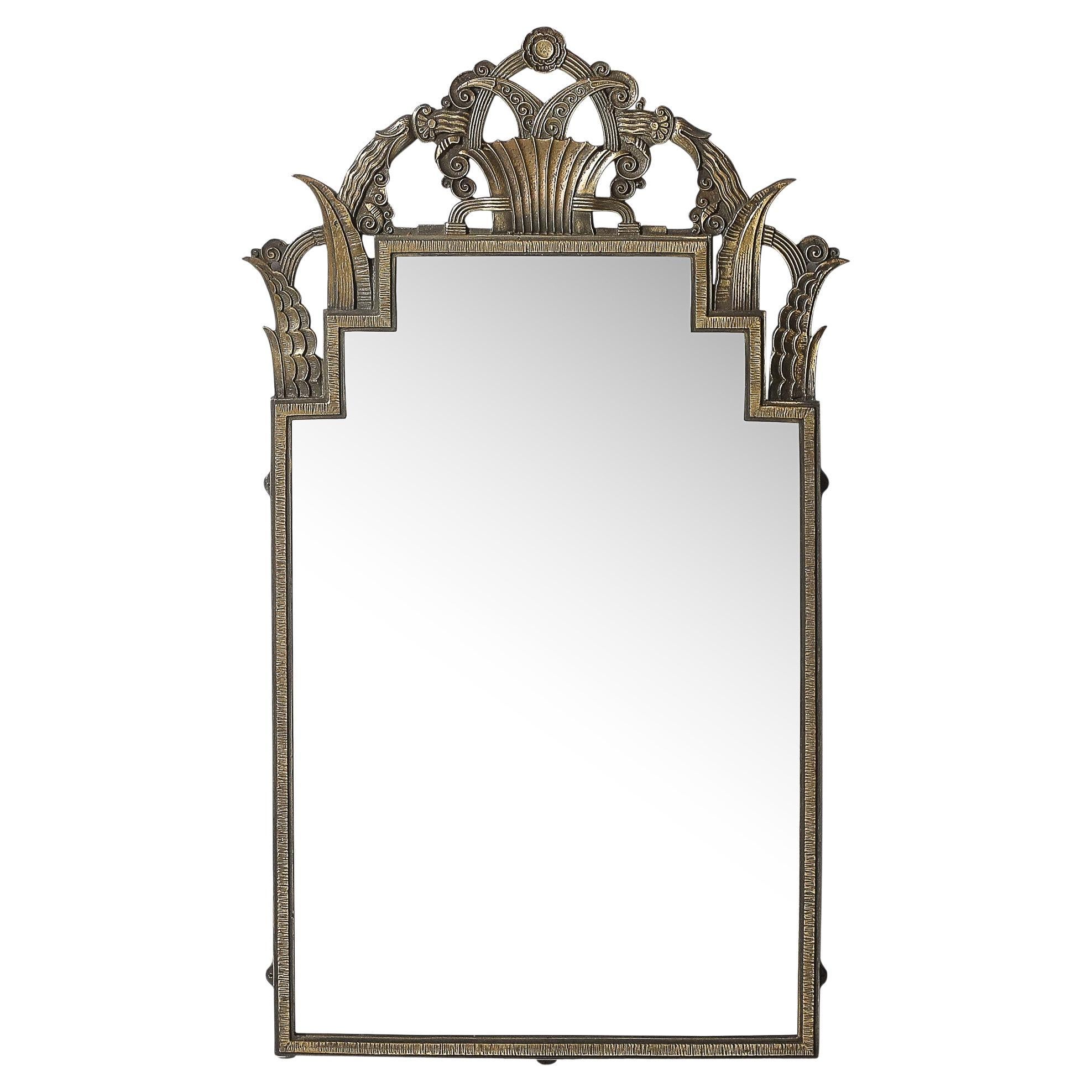 Art Deco Iron Mirror by Marcel Bergue