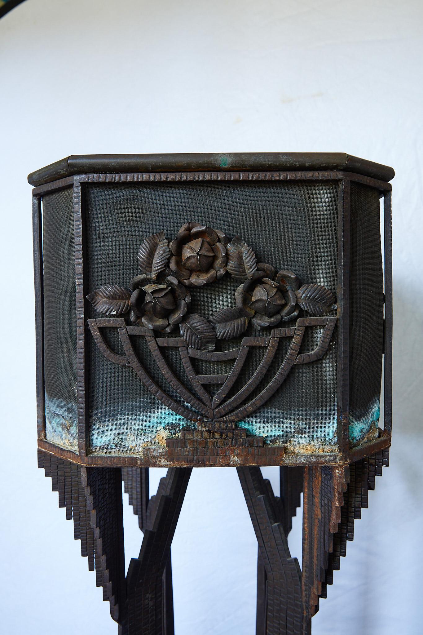 Art Deco Iron Pedestal Planter For Sale 2