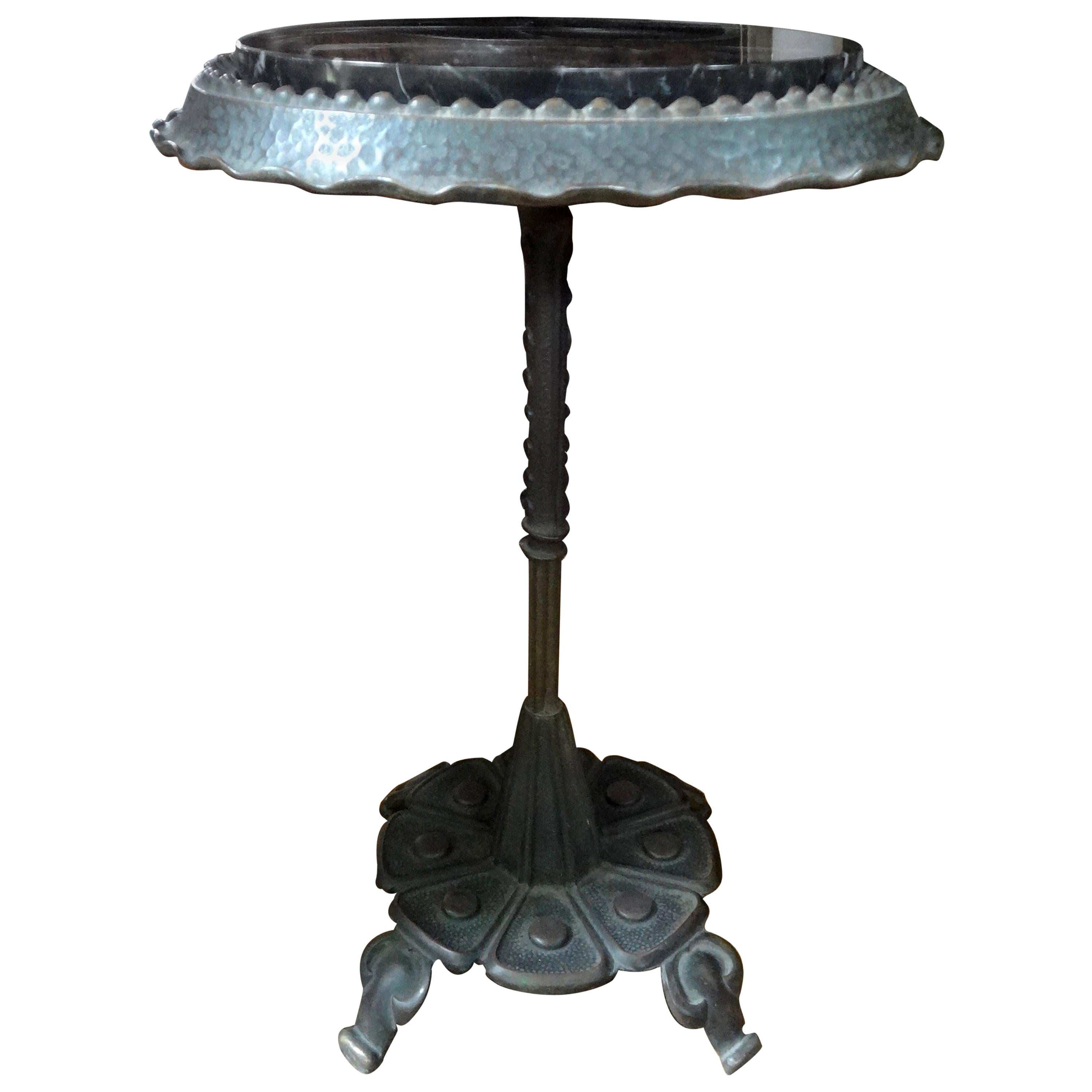 Art Deco Iron Table with Marble Top