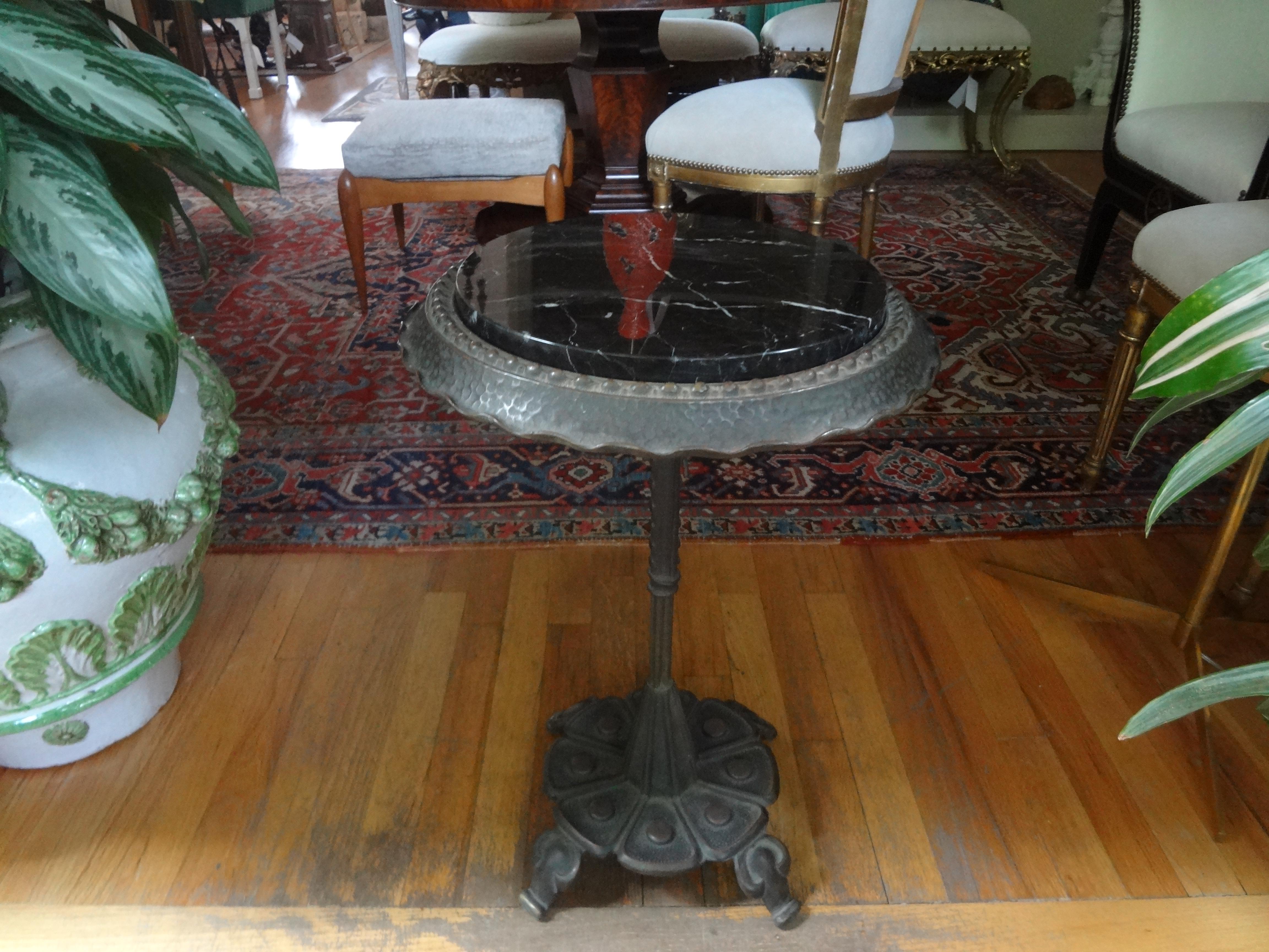 Art Deco Iron Table with Marble Top 5