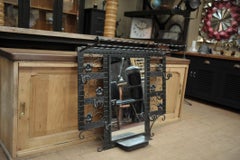 Art Deco Iron Wall Coat Hanger and Hat  Rack with Mirror, circa 1930
