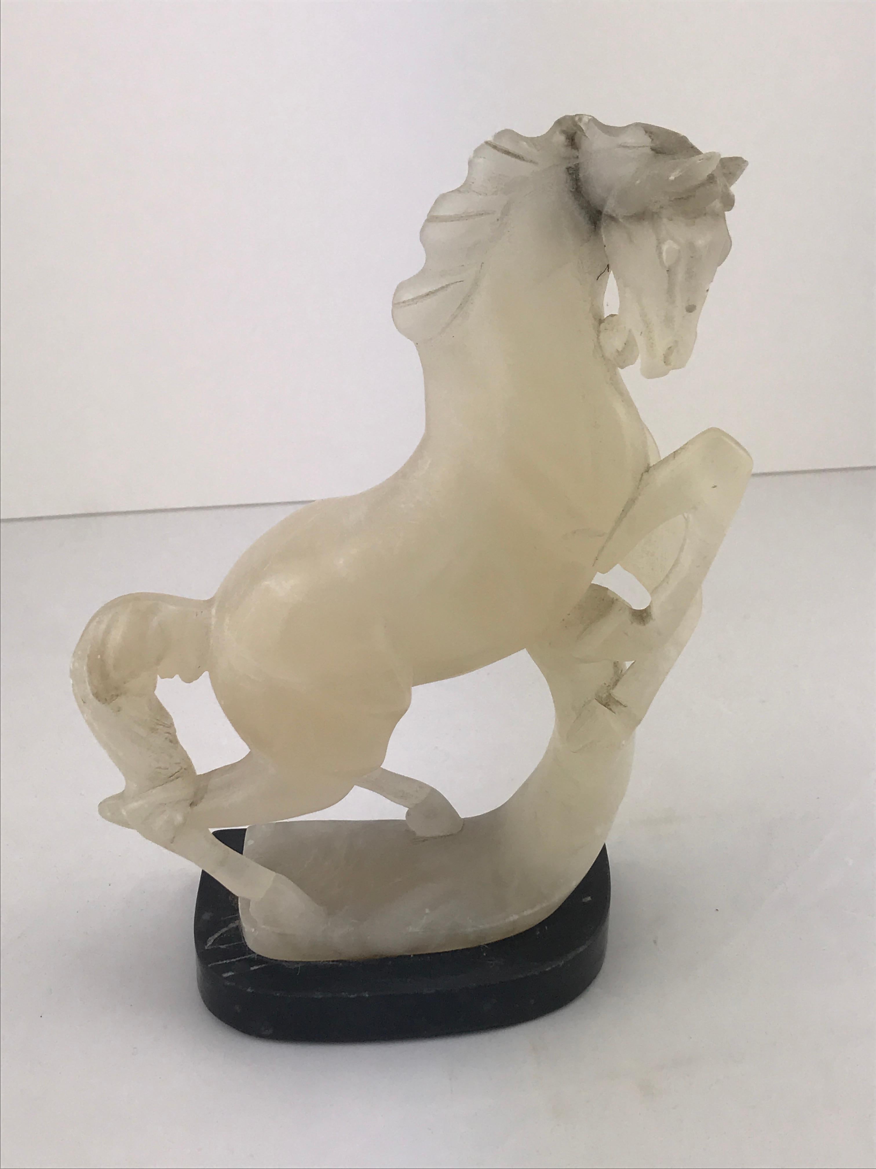 Art Deco Italian Alabaster and Black Marble Horse Sculpture, 1960s 2