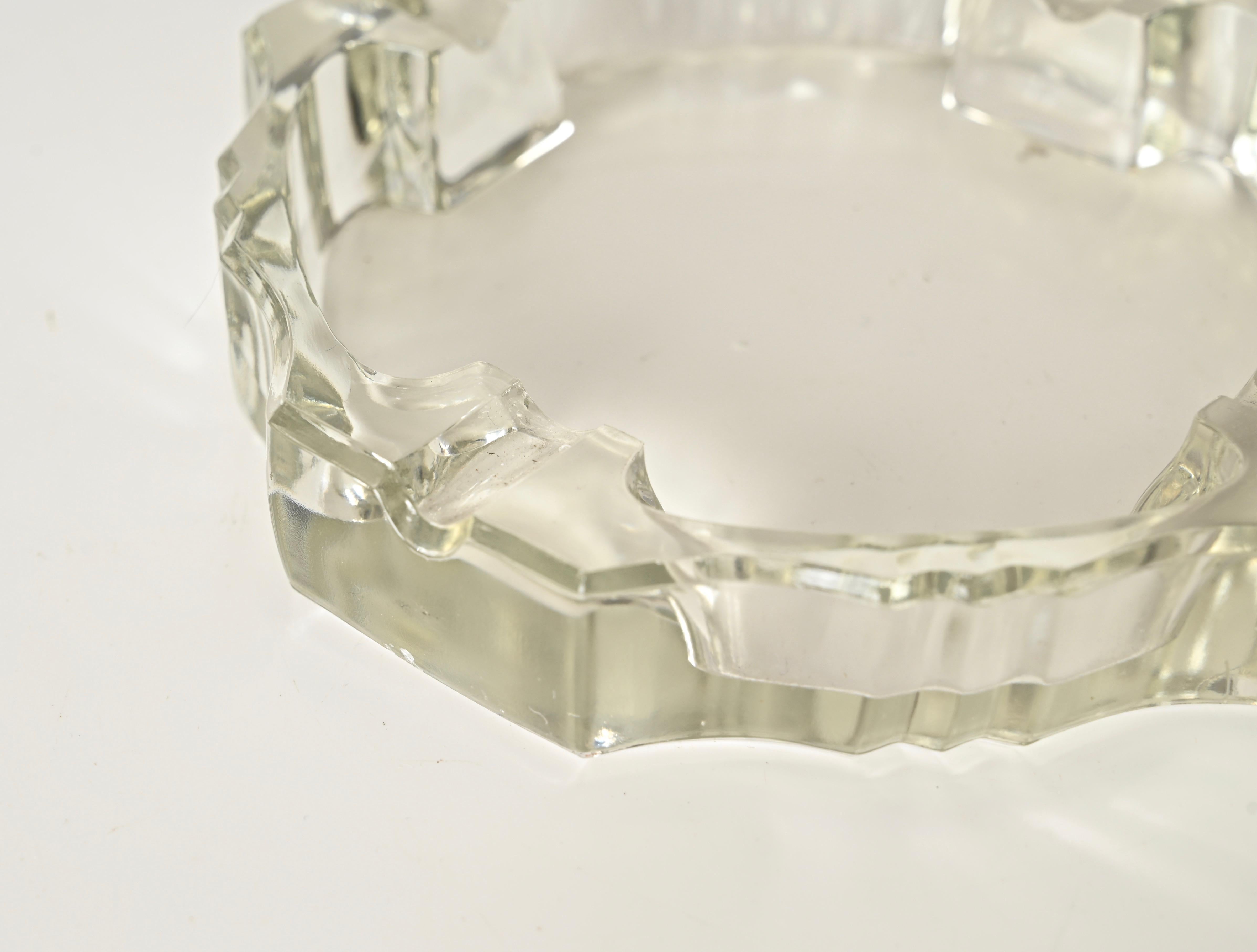 Art Deco Italian Ashtray in Crystal and Lacquered Wood, 1930s For Sale 10