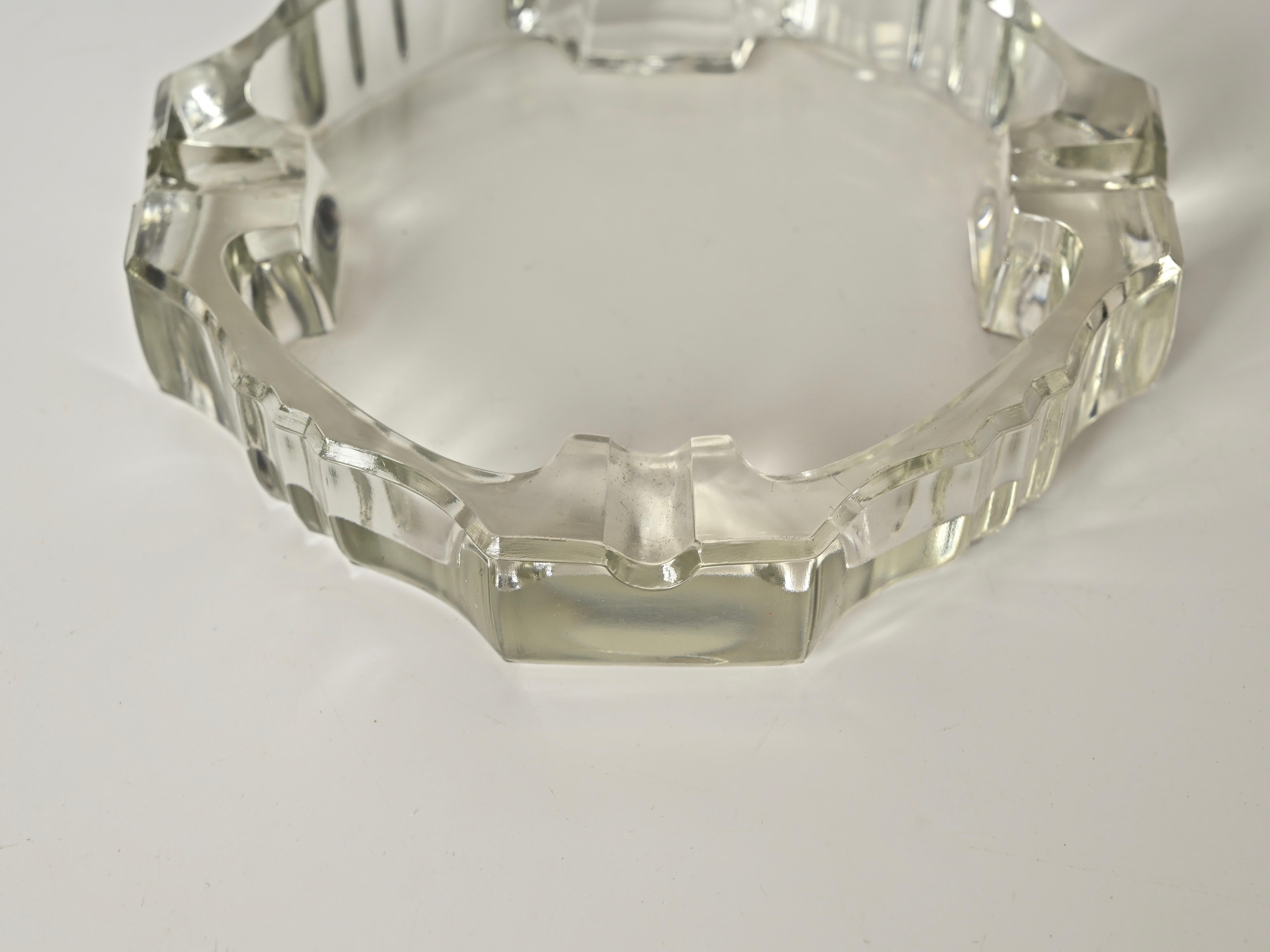 Art Deco Italian Ashtray in Crystal and Lacquered Wood, 1930s For Sale 11