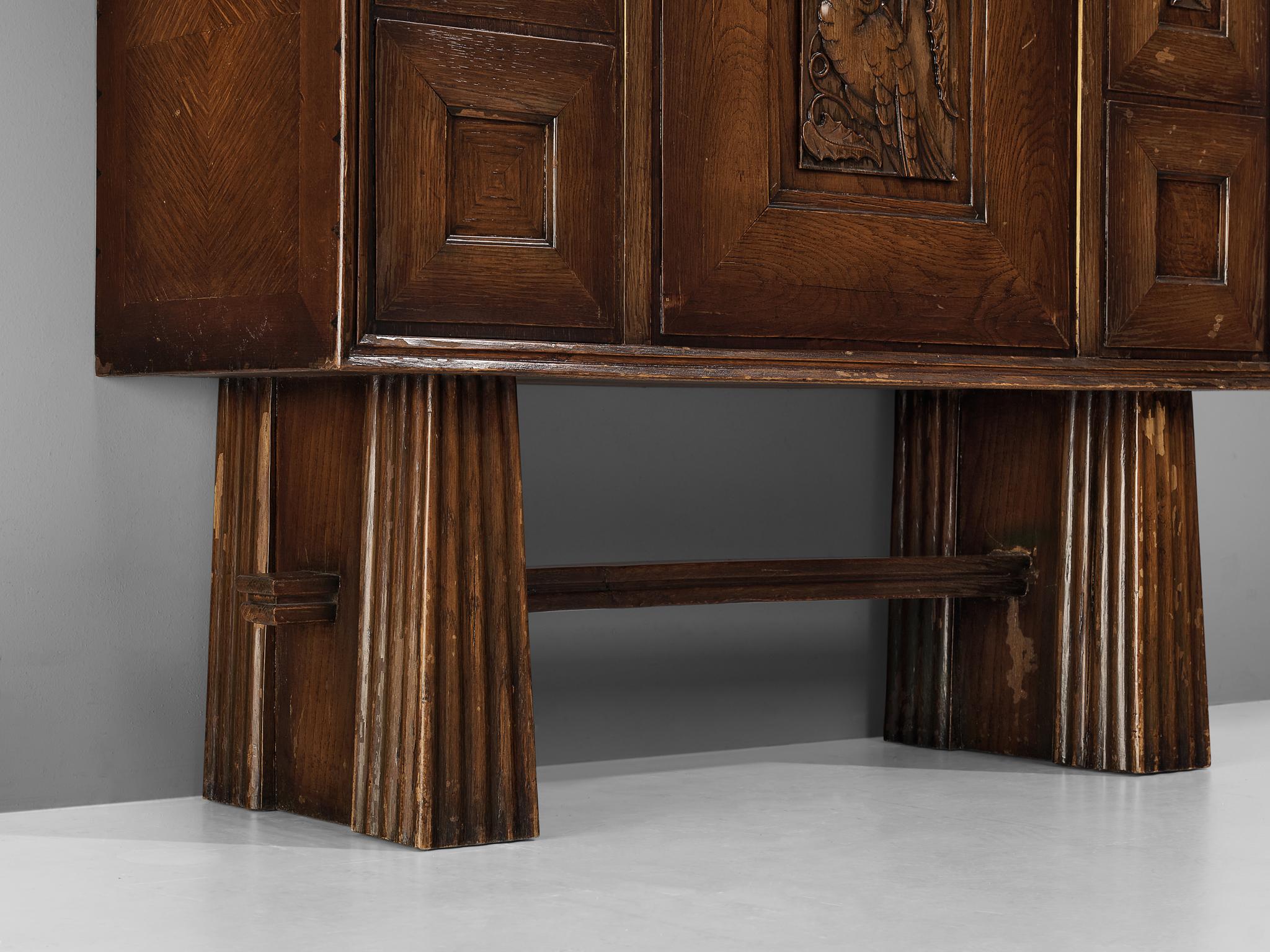 Art Deco Italian Bar Cabinet in Darkened Oak 1