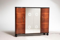 Art Deco Italian Bar Cabinet in Walnut and Burl