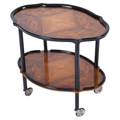 Art Deco Italian Bar Cart in Ebonized Walnut and Burl, Italy 1930s