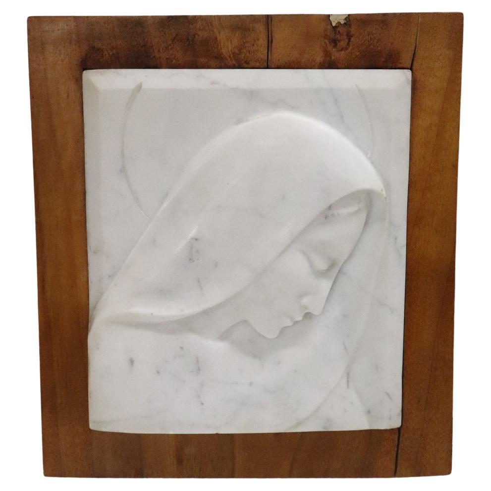 Art Deco Italian Bas-Relief Sculpture in Precious White Marble of Carrara