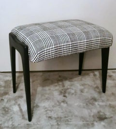 Vintage Midcentury Italian Bench Wood And Fabric Dedar Prince Of Wales