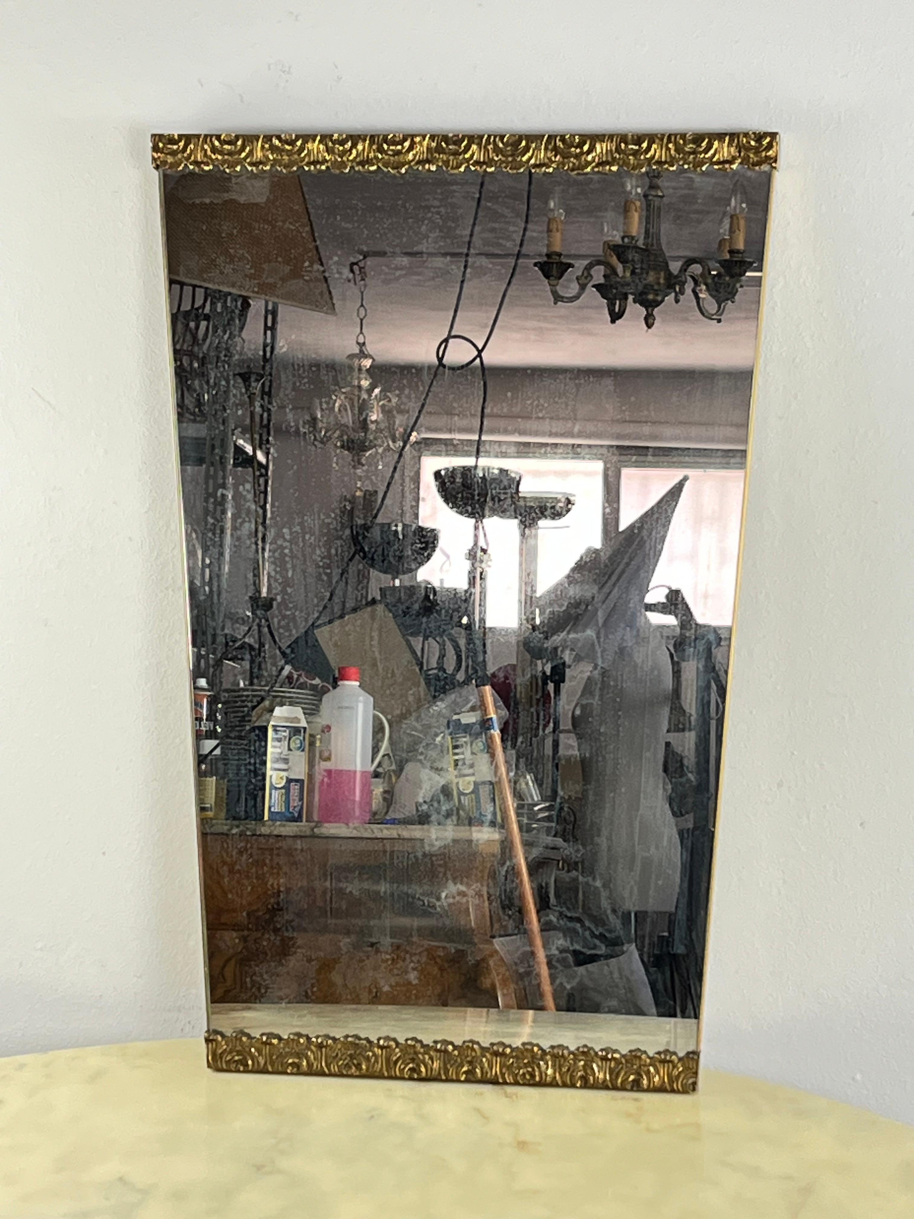 Italiano Specchio in ottone Art Deco Mirror attribuito a Giancarlo Maroni   1950s