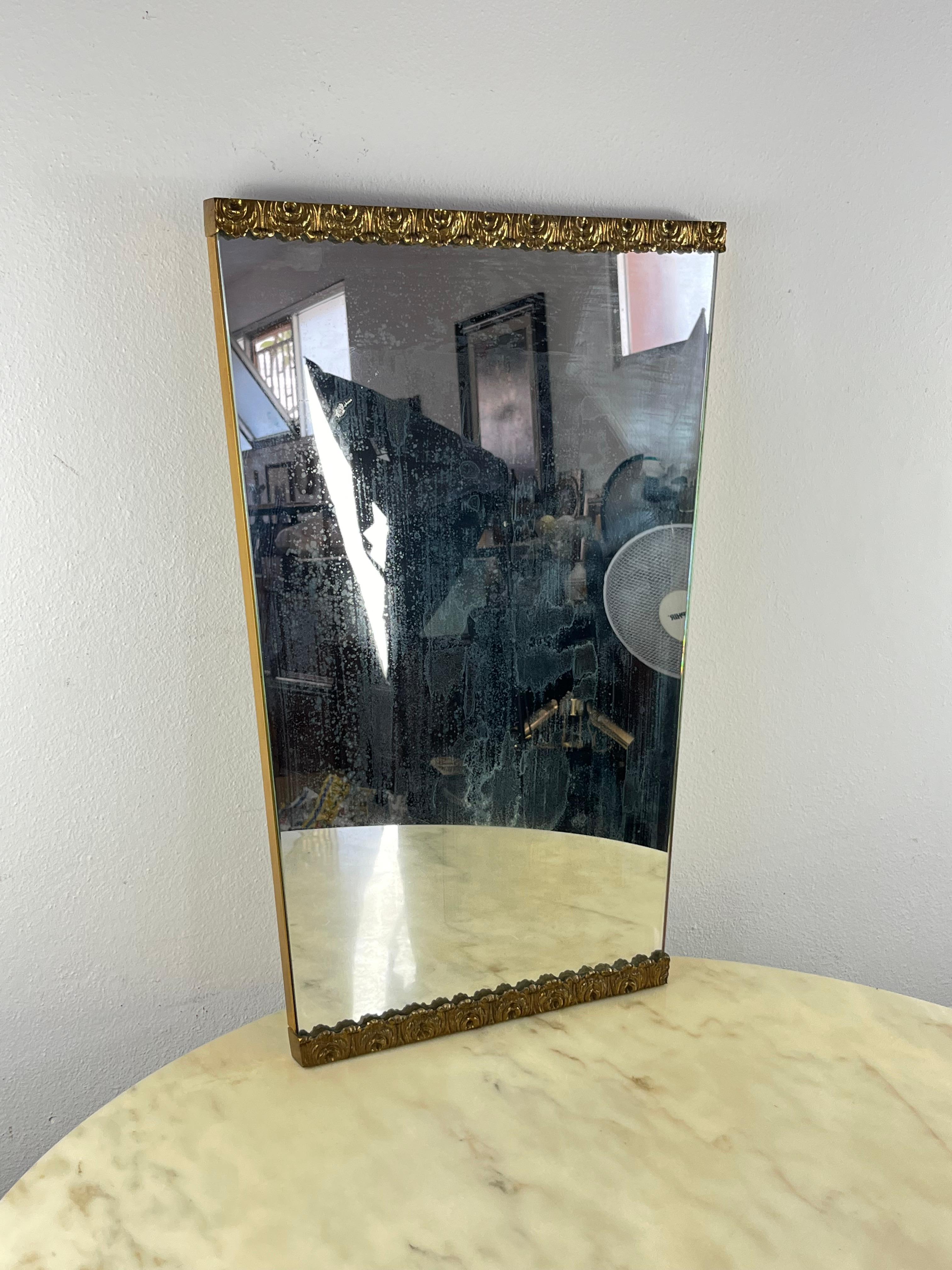 Metà XX secolo Specchio in ottone Art Deco Mirror attribuito a Giancarlo Maroni   1950s