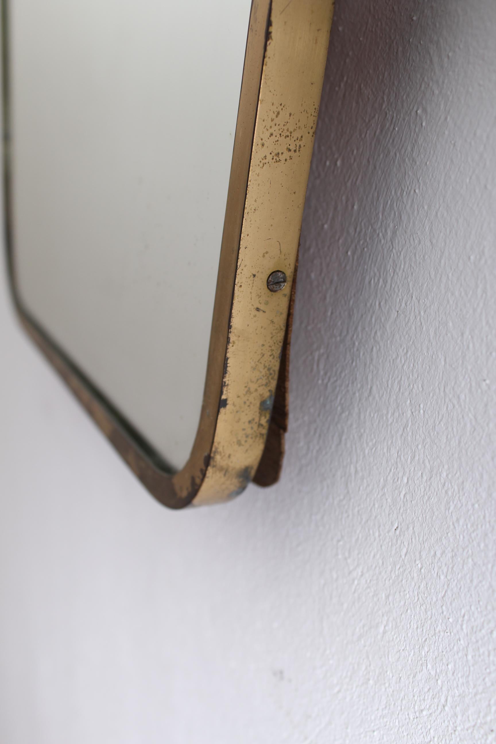 Art Deco Italian Brass Wall Mirror Pier Luigi Colli Style, 1950s 2