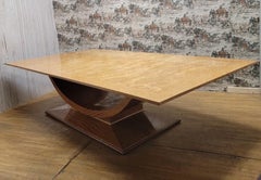 Art Deco Italian Burled Wood Arched Base Rectangular Dining Table