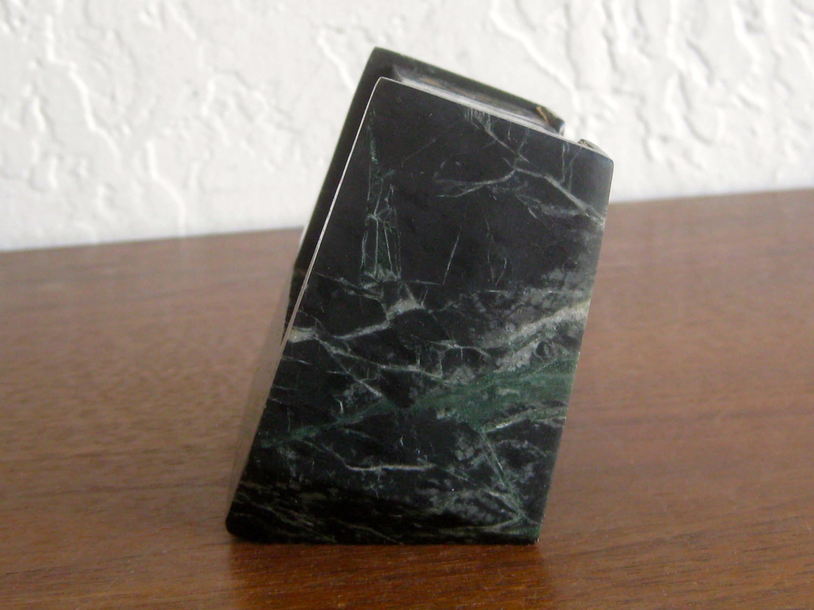20th Century Art Deco Italian Carved Green Marble Perpetual Day/Date/Month Desk Calendar