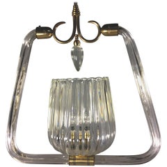 Art Deco Italian Chandelier Attributed to Gio Ponti Per Venini. Murano, 1940