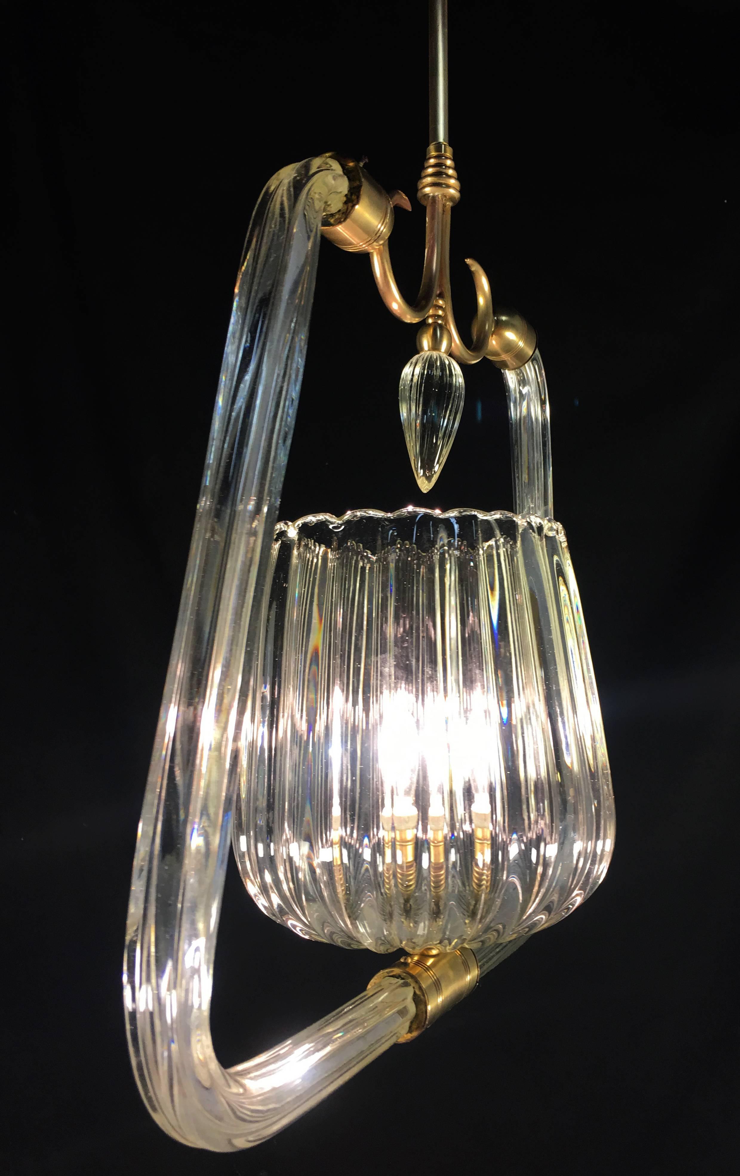 Art Deco Italian Chandelier Attributed to Gio Ponti Per Venini. Murano, 1940 11