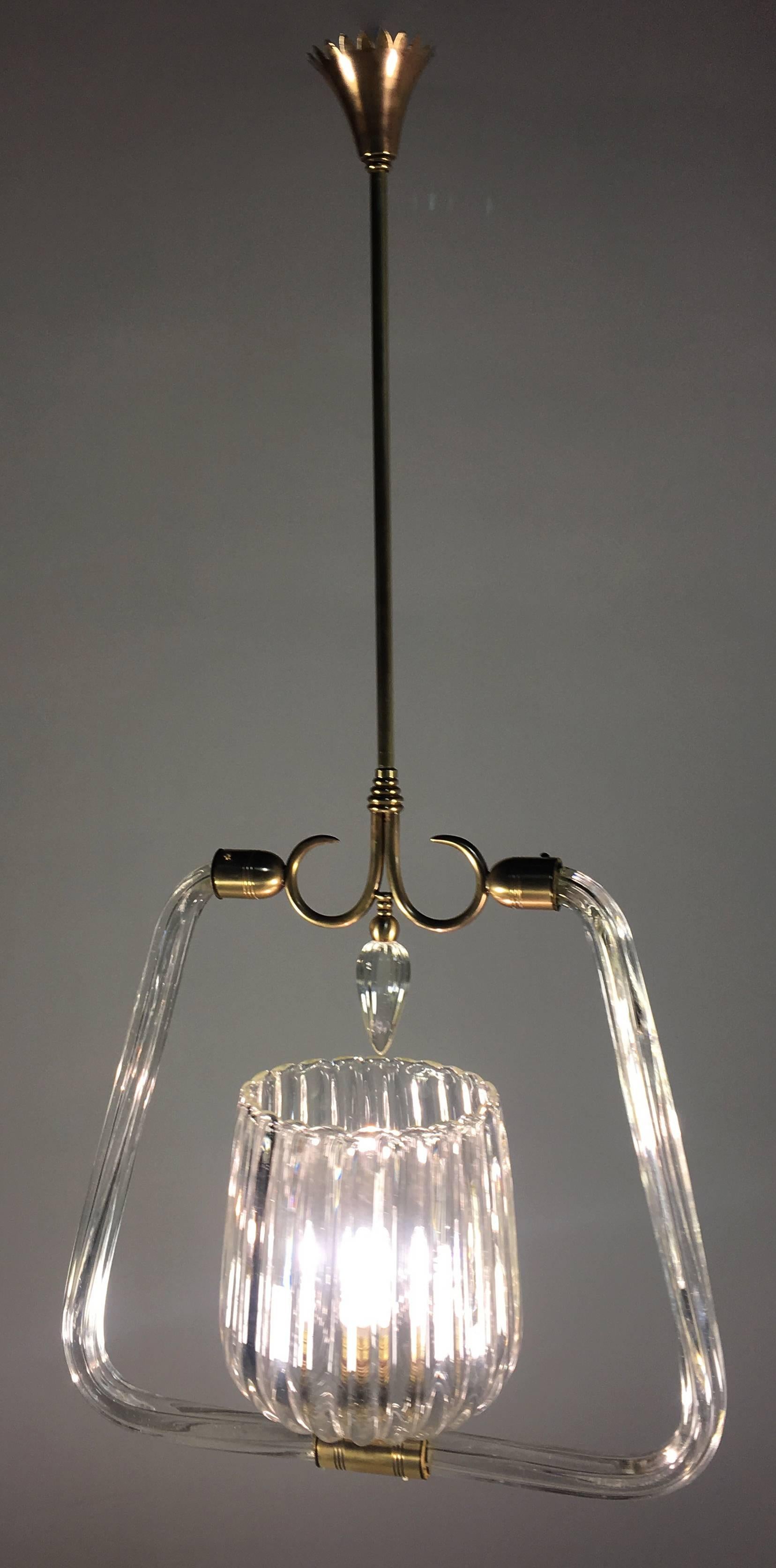 Art Deco Italian Chandelier Attributed to Gio Ponti Per Venini. Murano, 1940 4