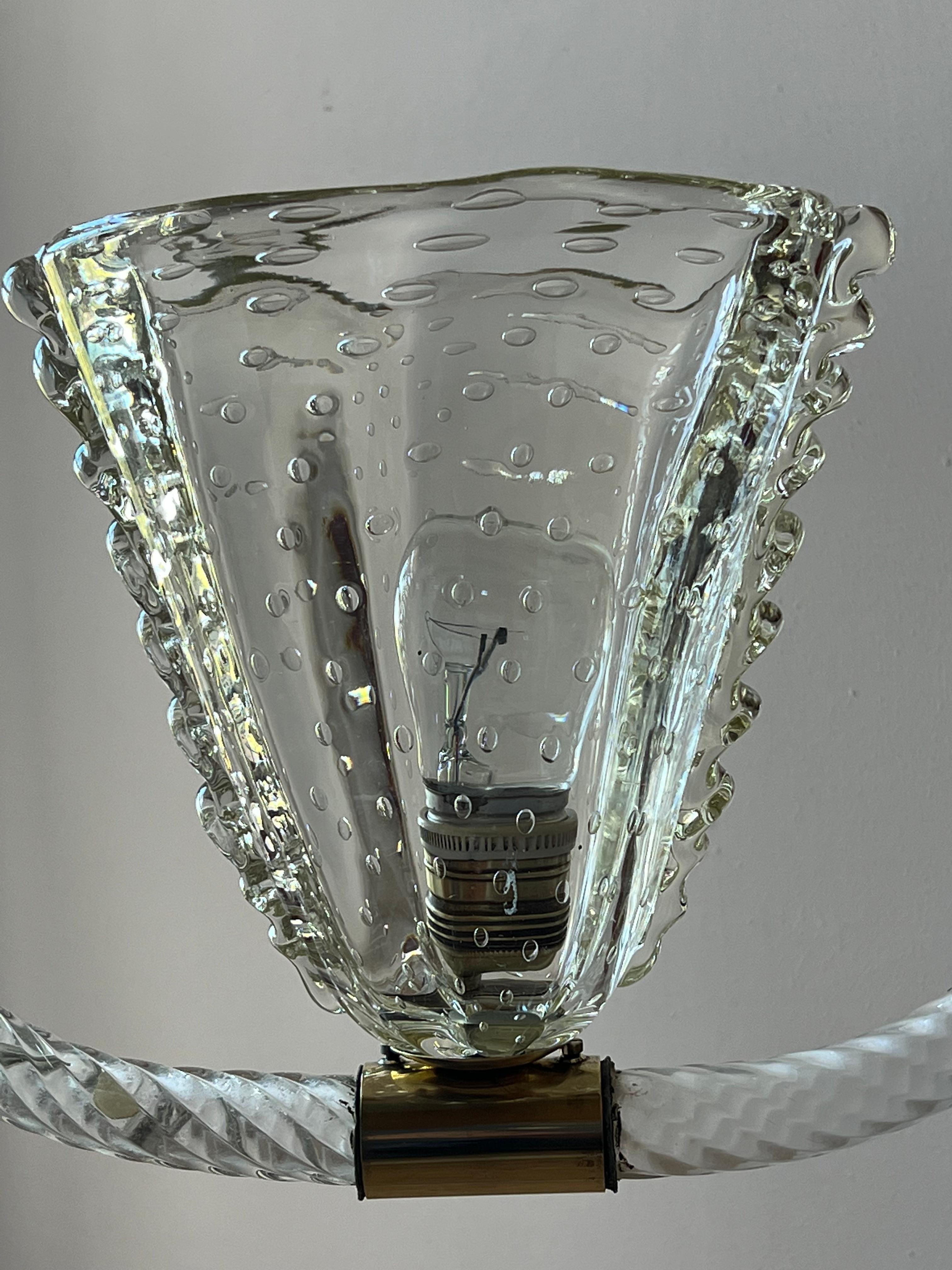 Art Deco Italian Chandelier by Ercole Barovier, Murano, 1940 For Sale 8