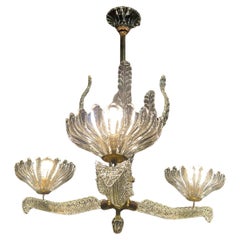 Art Deco Italian Chandelier by Ercole Barovier, Murano, 1940