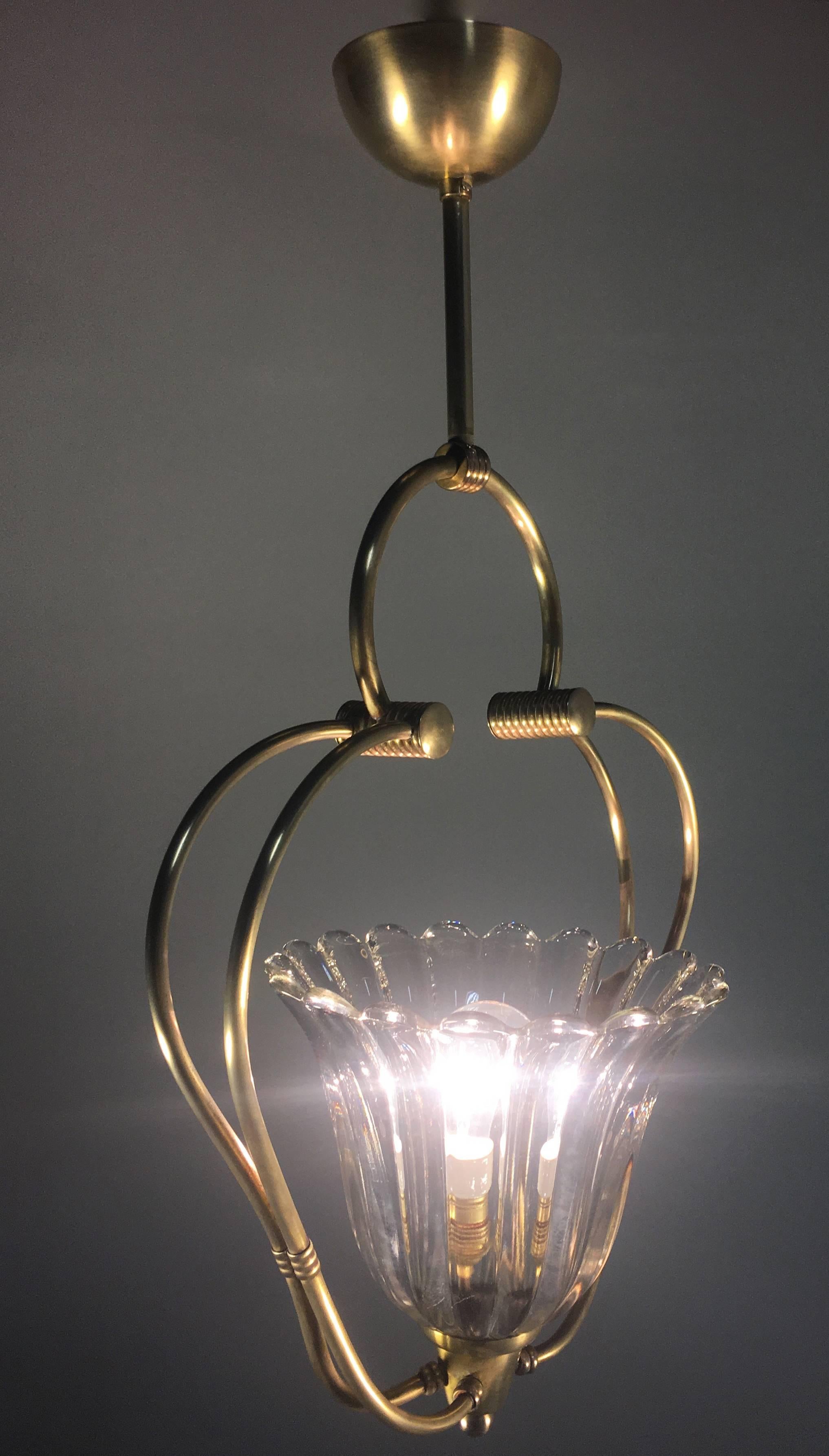 Art Deco Italian Chandelier by Ercole Barovier, Murano, 1940 For Sale 1