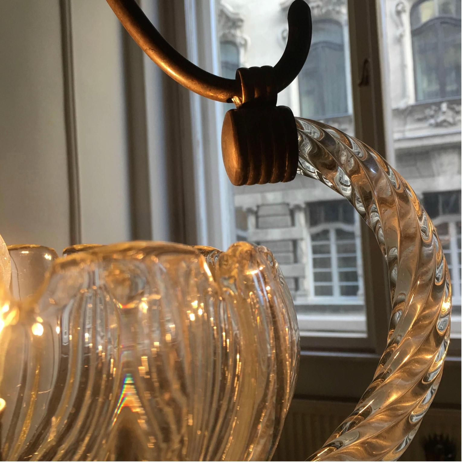 Art Deco Italian Chandelier by Ercole Barovier, Murano, 1940 For Sale 4