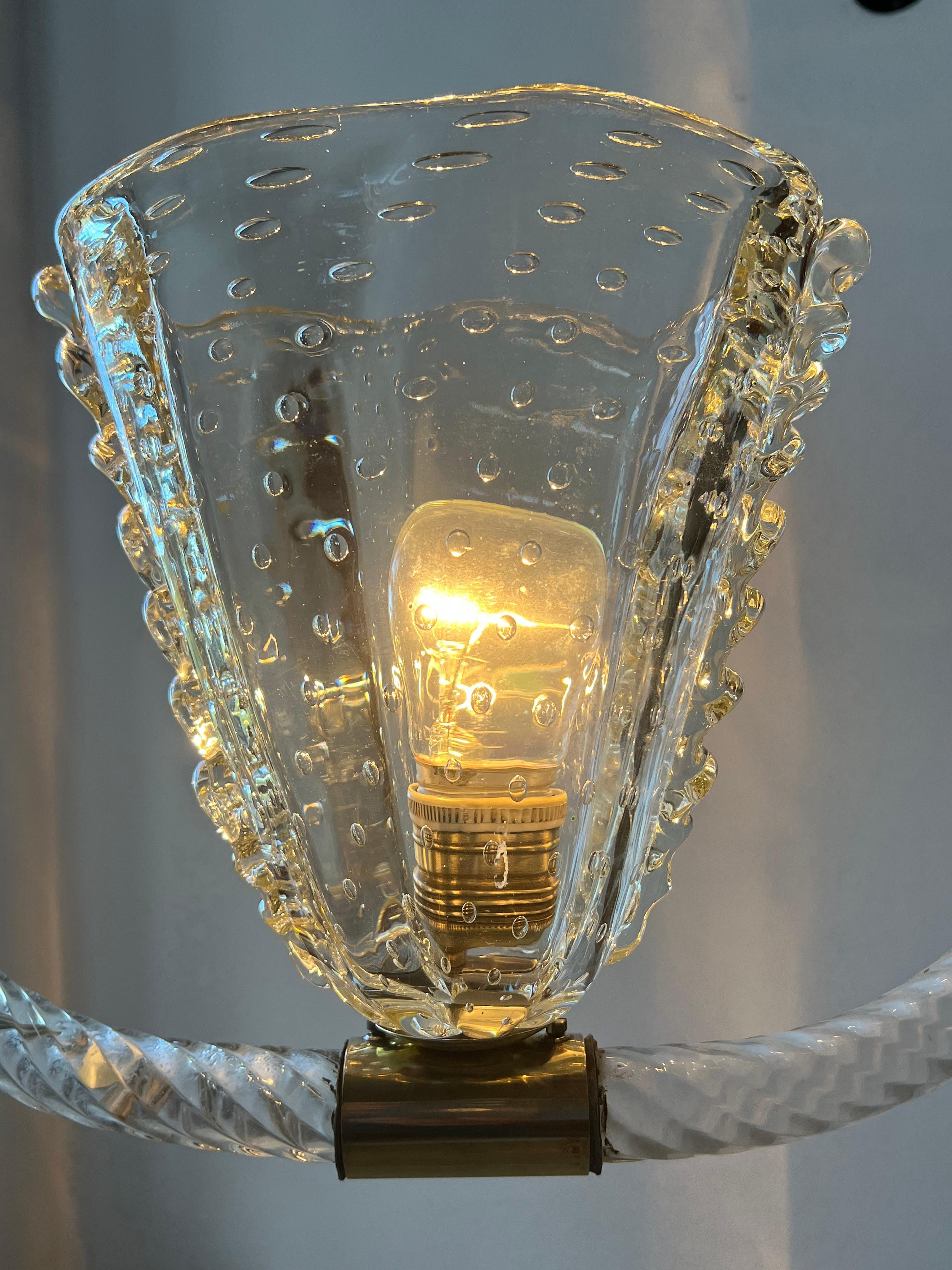 Art Deco Italian Chandelier by Ercole Barovier, Murano, 1940 For Sale 4