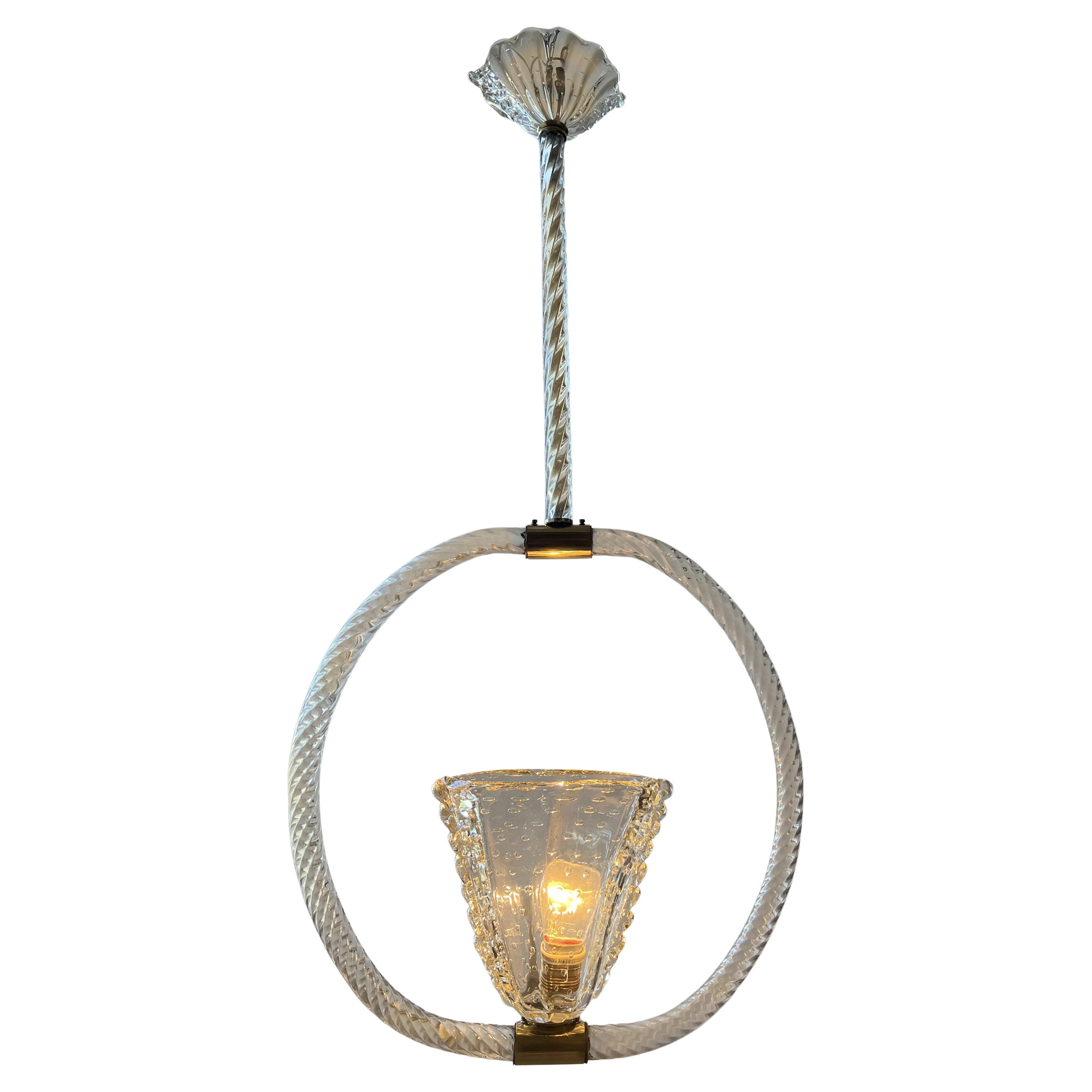 Art Deco Italian Chandelier by Ercole Barovier, Murano, 1940 For Sale